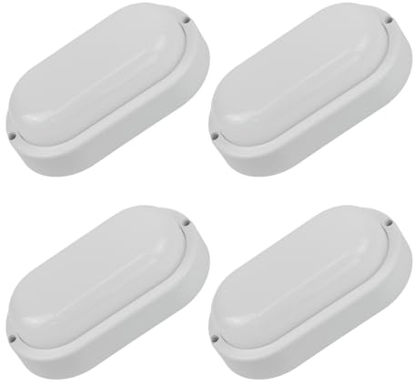 LUXULA 4 Stück LED Kellerlampe Ovalleuchte Weiß 12W 1080lm, IP54 | CCT 3000K 4000K 6500K einstellbar, IP54 Wandlampe für Bad, Flur, Keller, Garage, Terrasse und Balkon, Kunststoff