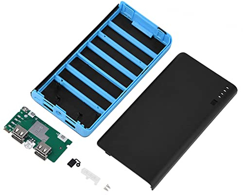 LUCKDANO 20000-mAh-Powerbank-DIY-Kit, Tragbares Ladegerät-Kit, Schnelles Laden, 4 USB-Ausgänge für Mehrere Geräte mit LED-Leistungsanzeige und SOS-Licht (Blue)