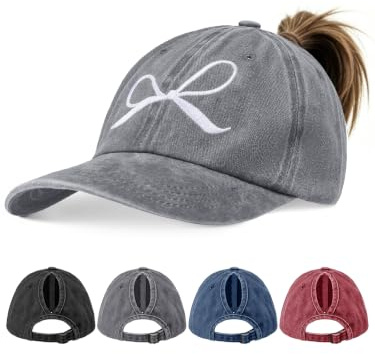 Tolaler Pferdeschwanz Baseball Cap Damen Baseballkappe Vintage Verstellbare mit Zopf Loch Atmungsaktiv Sonnenschutz Basecap für Sport Sommer Outdoor Freizeit