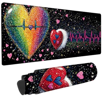 Tapis de Souris de Jeu, 1400 x 600 mm XXL Tapis Souris Gaming Grand, Antidérapant Étanche, iExtended Long Clavier Mouse Pad XXL, Accessoire Bureau, pour Gamer, Ordinateur, PC (Couleur Amour) i-50