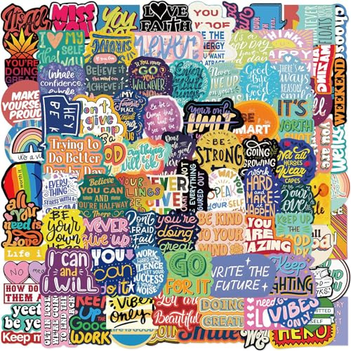 100 Stück Bunte Sticker Motivation, Aesthetic Stickers, Hochwertige Sticker Erwachsene, Motivationssticker für Laptop & Fotoalbum, Inspirierende Etiketten Selbstklebend für Alle Altersgruppen