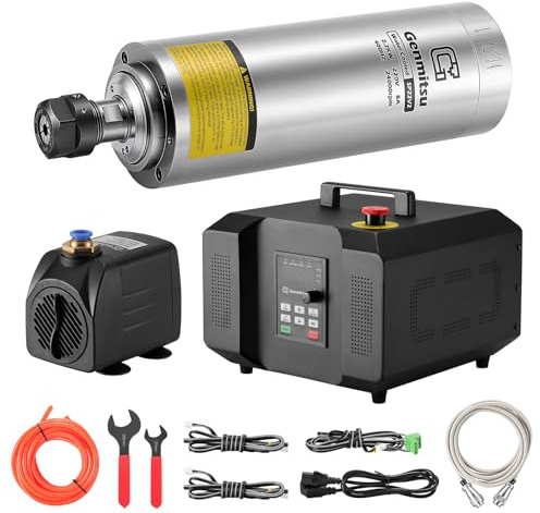 Genmitsu Kit moteur broche CNC 2,2 kW 24 000 tr/min ER11 avec convertisseur de fréquence pré-câblé et pompe – Moteur de précision à 4 roulements