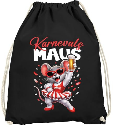 MoonWorks® Turnbeutel Alaaf Ka rnevalsmaus Accessoires Fasching Karneval Gadgets Spruch lustig Faschingsartikel Tasche Gymbag Schwarz unisize