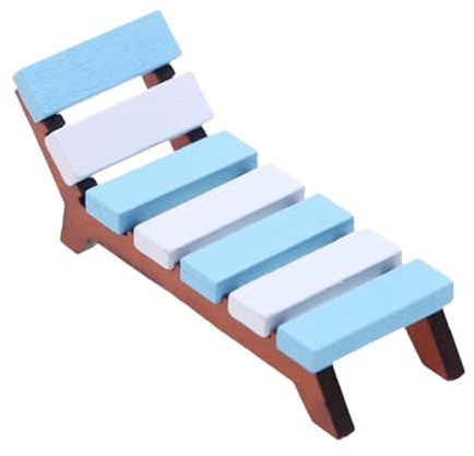 Yardwe Miniature Wooden Sauna Chair Small Dollhouse Bench Mini Wood Beach Chair Dollhouse Furniture Decoration for Fairy Garden and Accessories