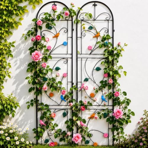 UNHO Lot de 2 Treillis Métal pour Plantes Grimpantes 214 × 98 cm