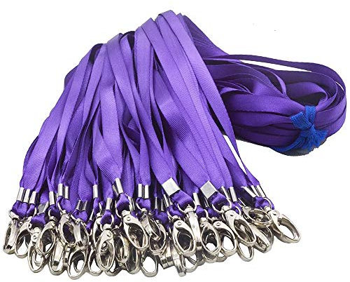 Antspirit 50 pcs lila schleife clips 32 - zoll - masse flach lanyard mit abzeichen clip hals kabel für schlüsselanhänger, id cards/marke