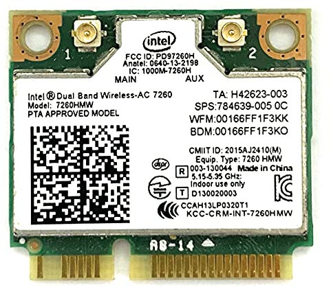 I10Gb, Intel Dual Band wireless AC 7260 2 x 2 a CA e Bluetooth 4.0 P/N 7260-HMW