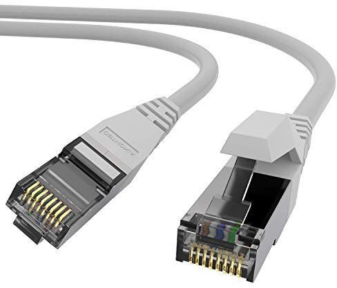 AIXONTEC 12m CAT 6 Netzwerkkabel Grau, Ethernet Gigabit Lan Kabel, RJ45 Stecker Patchkabel geschirmt, DSL Lankabel Gbits, kompatibel zu CAT.5e / CAT.6 / CAT 6A CAT 7, Draka UC 400 Rohkabel
