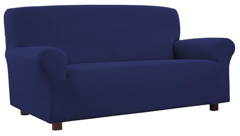 Banzaii Elastischer Sofabezug/Sofaüberwürfe Stretch, schumutzabweisend, mit geformten Armlehnen - Made in Italy - 3 Sitzer Dunkelblau
