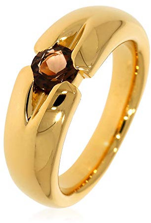 XEN Ring mit 5 mm Rauchquarz ca. 0,50 ct. gelbvergoldet 58 (18.5)