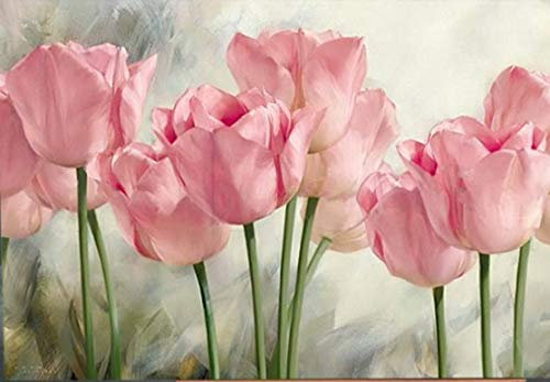 Fokenzary DIY Paint by Numbers Oil Painting Canvas for Kids or Adults Beginner with Brushes and Acrylic Paints Frameless(40x50cm Tulip)