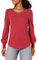 Amazon Essentials Women's Long-Sleeve Crewneck Smocked Cuff T-Shirt, Dark Red, XL