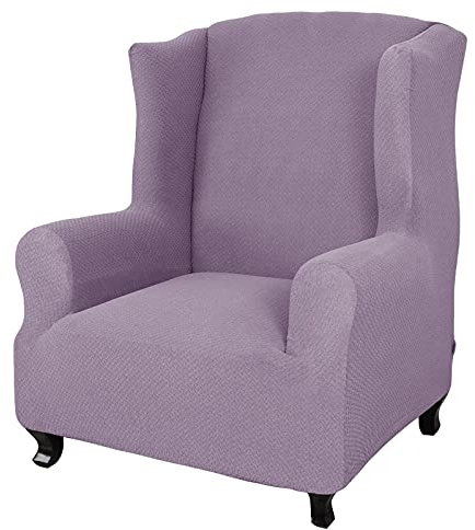 NOPEXTO Ohrensessel Überzug,Jacquard Sesselbezug, Sessel-Überwürfe Bezug Sesselhusse Elastisch Stretch Husse Für Ohrensessel (Helles Lila)