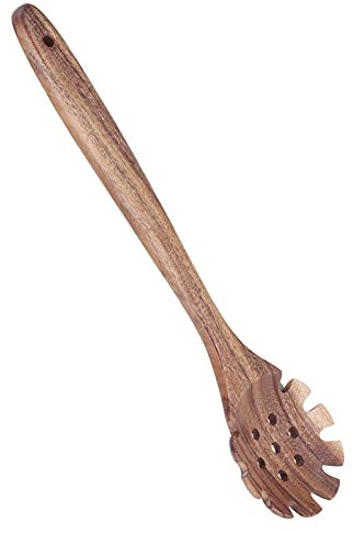 Kitchen Pasta Spoon, Food Grade Noodle Spoon with Wooden Handle Pasta Fork, BPA Free Noodle Strainer, Best Cooking Tools