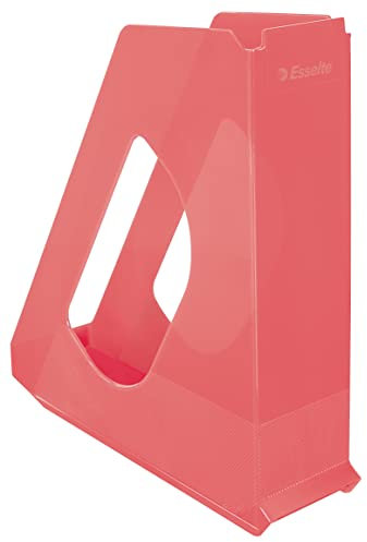 Esselte - Porte-Revues A4, Rangement pour Documents, Catalogues & Magazines, Maison / Bureau, Motif Texturé, Gamme Colour'Breeze, Corail, 628455