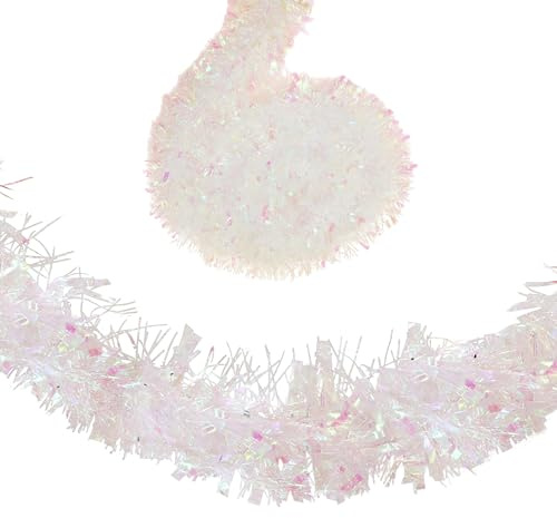 Fein geschnittene, schillernde Lametta-Girlande, 2 Meter – dickes und dünnes hängendes Lametta für Weihnachtsfeiern, saisonale Innen- und Außendekoration