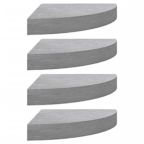 vidaXL 4X Eck Wandregal Eckregal Bücherregal Hängeregal Schweberegal Wandablage Regal Dekoregal Büroregal Wohnzimmer Betongrau 25x25x3,8cm MDF