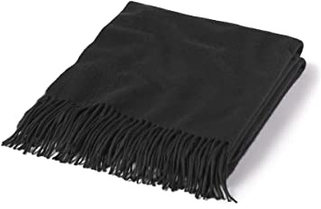 State Cashmere Überwurfdecke mit dekorativen Fransen, 100 % reines Kaschmir, ultraweich, Akzentdecke für Couch, Sofa und Bett, Schwarz, 152,4 x 127 cm