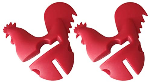 Angoily 2pcs Silicone Rooster Pot Lid Lifter Holders Cooking Tool for Elevated Lid Spilling Design Bright Accessory for