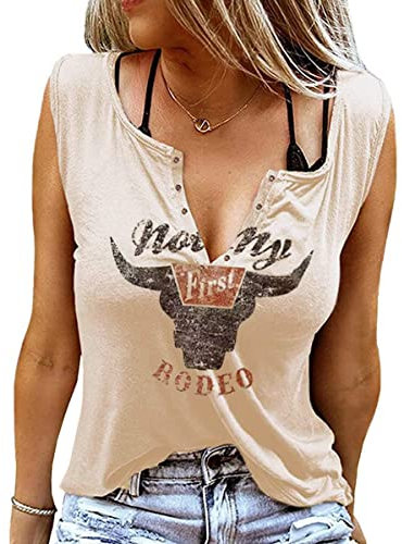 AVOZAL Tank Top Damen Sommer Sexy V-Ausschnitt Oberteil Frauen Ärmellose Weste Casual Locker T Shirt Elegant Tunika Tank Bluse Shirt (M, Aprikosen)