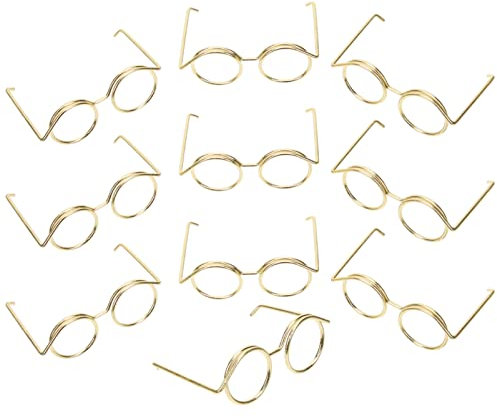 Toddmomy 10 Stücke Metall Puppe Brille Mini Draht Rand Puppe Brillen Miniatur Brillen Puppen Zum Verkleiden Spielzeug Golden