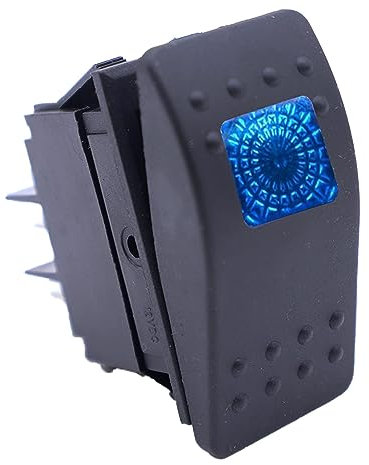 HISports Kippschalter Wasserdicht Druckschalter Schalter Wippschalter Boot Marine Wippschalter für Auto RV Marine Boot Wohnmobil Fahrzeuge LKW 12V 20A Blau LED Licht Lampe 4Pin AN/AUS
