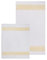 Badematte Badezimmerteppich Badteppich Duschmatte Badvorleger Set 2 teilig griechisches Mäander Muster in Weiss Gold mit Noppen - 100% Baumwolle rutschfest waschbar Fussbodenheizung - 2er Set