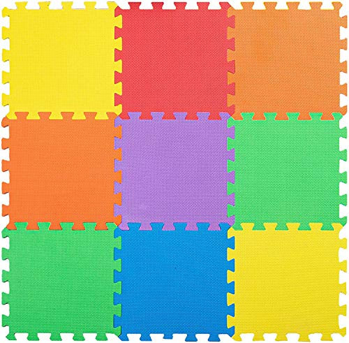 Taylor & Brown 9 Pack Children’s Interlocking Foam Play Mat - 29.5x29.5cm Multi Colour Floor Mats - Comfortable Cushiony Foam Floor Puzzle Mat for Kids & Toddlers