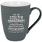 Spruchreif | Soft-Touch Tasse Grau Stolzer Schwiegersohn/Schwiegerpapas – Beidseitig gravierte Tasse mit Spruch | Persönliches Geschenk für Schwiegervater
