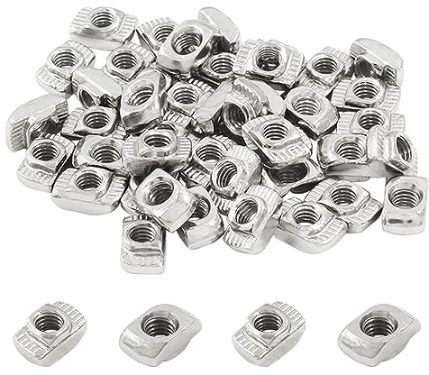 Zorveiio 100 tuercas en T serie 2020 de acero al carbono, tuercas de ranura en T M4 con cabeza de martillo, surtido de tuercas de sujeción para perfil de aluminio