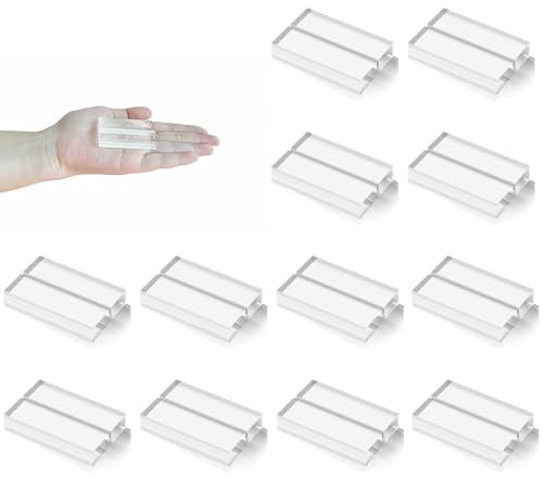 Langaelex 12 pièces Stands en Acrylique Support Plexiglass Transparent Porte Nom Table Support Photo Porte Carte pour Mariages, Célébrations, Fête (50x30x10 mm)