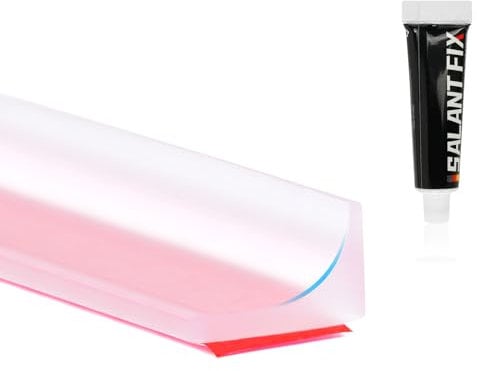 flintronic 1 M Transparente Barrera de Ducha Y Sistema de Retención, Embellecedor Copete Encimera Cocina, Umbralducha Plegable, Umbral Plegable de Silicona para Platos de Ducha Con 20g de pegamento