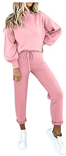 MJGkhiy Completi Sportivi da Donna 2 Pezzi Cappuccio e Jogging Pantaloni Ginnastica Tinta Unita Completa 2 Pezzi Felpa Con Zip Per Corsa Completo Corsa Donna Running Yoga Training Corsa Fitness