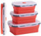 Frischhaltedosen mit Deckel, Faltbare Silikon Brotdose Meal Prep Boxen Gefrierdosen Frischhaltedosen für Kinder oder Küche, Mikrowelle, Dishasher und Gefrierschrank sicher (1200, Rot, 1, 474067)