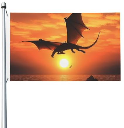 Flagge mit fliegendem Drachen, 90 x 150 cm, doppelseitiger Druck, Gartenflagge, Willkommensflaggen für draußen, Hausflagge, Outdoor-Banner, Schilder für Innenhof, Urlaubsdekoration