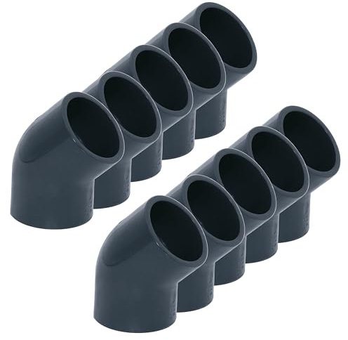 HAF® 10x PVC Fittings Winkel 45° mit 2X 50mm Klebemuffe - Winkelverbinder aus grauem PVC-U für Rohranschlüsse, Poolverrohrungen und vieles mehr... Qualität: Made in Europe. Menge: 10 Stück