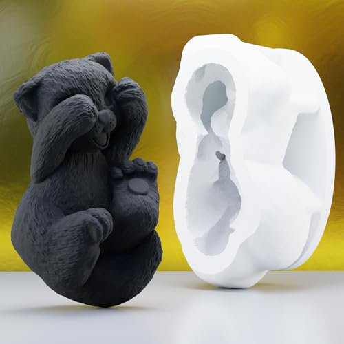 Silikonformen für Kerzen, Teddy-Tiere, Kunstharz, Gießform für Kerzen, Heimdekoration, 3D-Tier-Kerzenherstellungsform