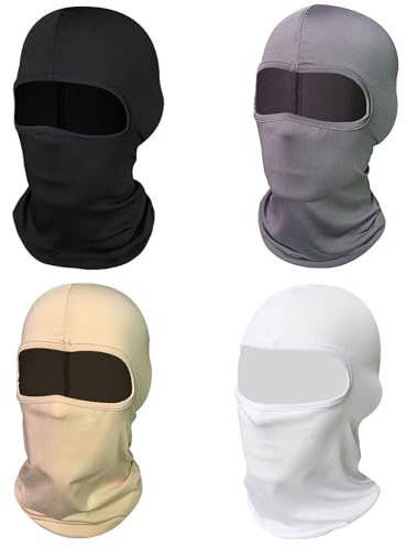 Cagoule Masque Ski, 4 Pcs Cagoule Balaclava, Balaclava élastique, Cagoule avec Cache-Cou, de Protection Contre Les UV pour Sports Hommes Femmes Le vélo Le Scooter l'escalade