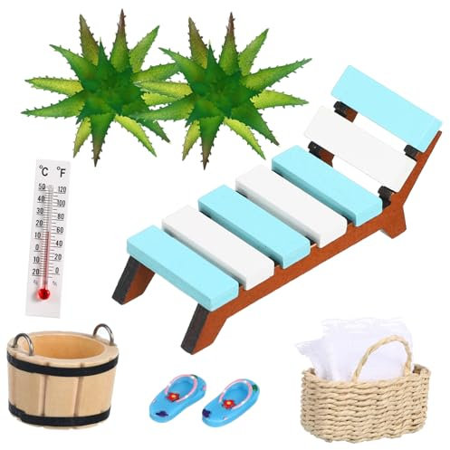 Mikinona 1 Set Miniatur Deko Sauna Mini Strand Zubehör Puppenhaus Zubehör Mini Strandstuhl Miniatur Strand Zubehör Mini Stuhl Mini Stuhl Modell Miniatur Möbel