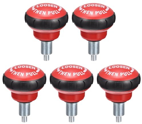 QUARKZMAN Zugbolzen Feder Knöpfe Ersatzteile M16 Heimtrainer Einstellung Zugstift Knopf für Heimfitness Höhe Verstellung Schwarz Rot 5Stk