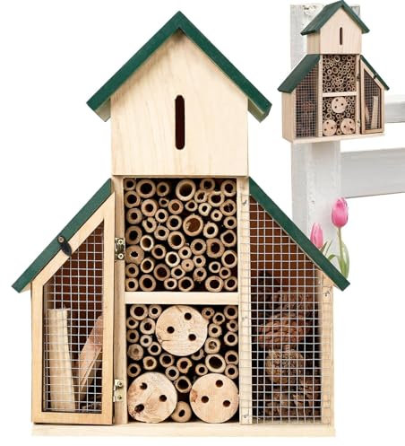 Nubamzy Bee Hotel | Hängender Marienkäfer Unterstand | Dekoratives Multi Habitat Haus für Hof, Gartenunterstand für Marienkäfer Florfliegen Biene