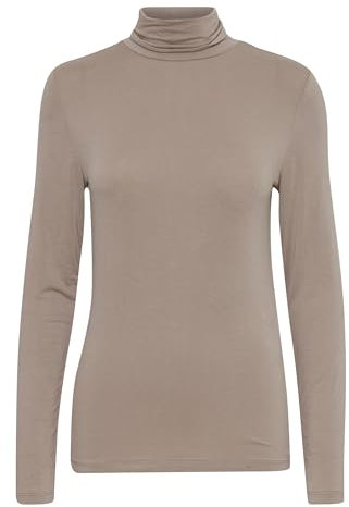 ICHI IHPHILUCA Damen Langarmshirt Longsleeve Shirt mit Rollkragen Stretch Slim fit, Größe:M, Farbe:Fungi (171212)