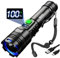 WholeFire Torches LED Super Bright 100000 Lumen Rechargeable, High Power Torch with Power Display, Powerful LED Torch 5 Light Modes, IP65 Waterproof for Camping Emergency