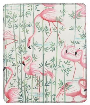 Yqslyqs Tapis de souris carré imprimé floral flamant rose botanique, tapis de souris en caoutchouc avec pour bureau de jeu, tapis de souris