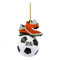 Christbaumschmuck Glas 11,8cm - Fußball Figur zum Aufhängen - handbemalt & mit Glitzer - Weihnachtsbaum Anhänger für Weihnachten - Christbaumanhänger & Weihnachtsbaumschmuck - Sport Ball Schwarz Weiß