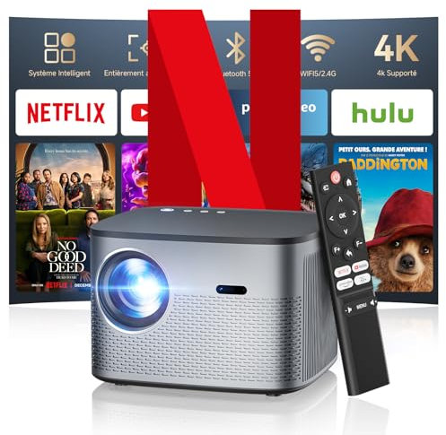 【Netflix Official & Android 13.0】 Smart Beamer Auto Focus/Trapezkorrektur 28000LM Beamer 4K Unterstützt, Full HD 1080P WiFi Bluetooth Smart Beamer, Beamer Heimkino/Outdoor Handy Projektor
