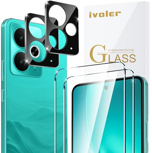 ivoler 2 Piezas Cristal Vidrio Templado Protector de Pantalla para Realme 14T 5G, con 2 Piezas Protector de Lente de Cámara, 9H Dureza, Antiarañazos, Sin Burbujas