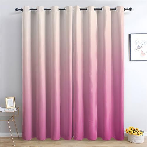 zcwl Rosa Ombre Vorhänge, Romantischer Farbverlauf Verdunklungsvorhänge mit Ösen, Vorhang Blickdicht für Wohnzimmer Schlafzimmer Dekoration, Gardinen mit Muster, 2er Set, 137 x 117 cm (HöhexBreite)