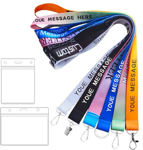 Lot de 10 à 6 000 cordons personnalisés en vrac avec logo texte pour badges d'identité, tour de cou, enseignants, étudiants, bénévoles, porte-nom, événement d'entreprise