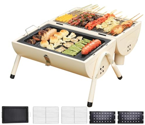 Barbecue a carbonella a forma di barile, con funzione di affumicatura, per balcone, giardino, casa, campeggio, terrazzo